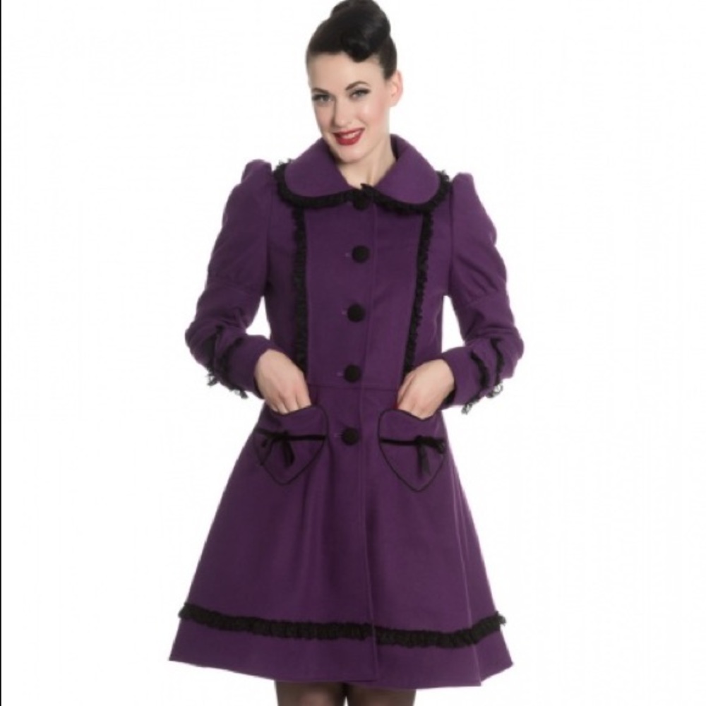 HELL BUNNY Courtney Coat in Purple